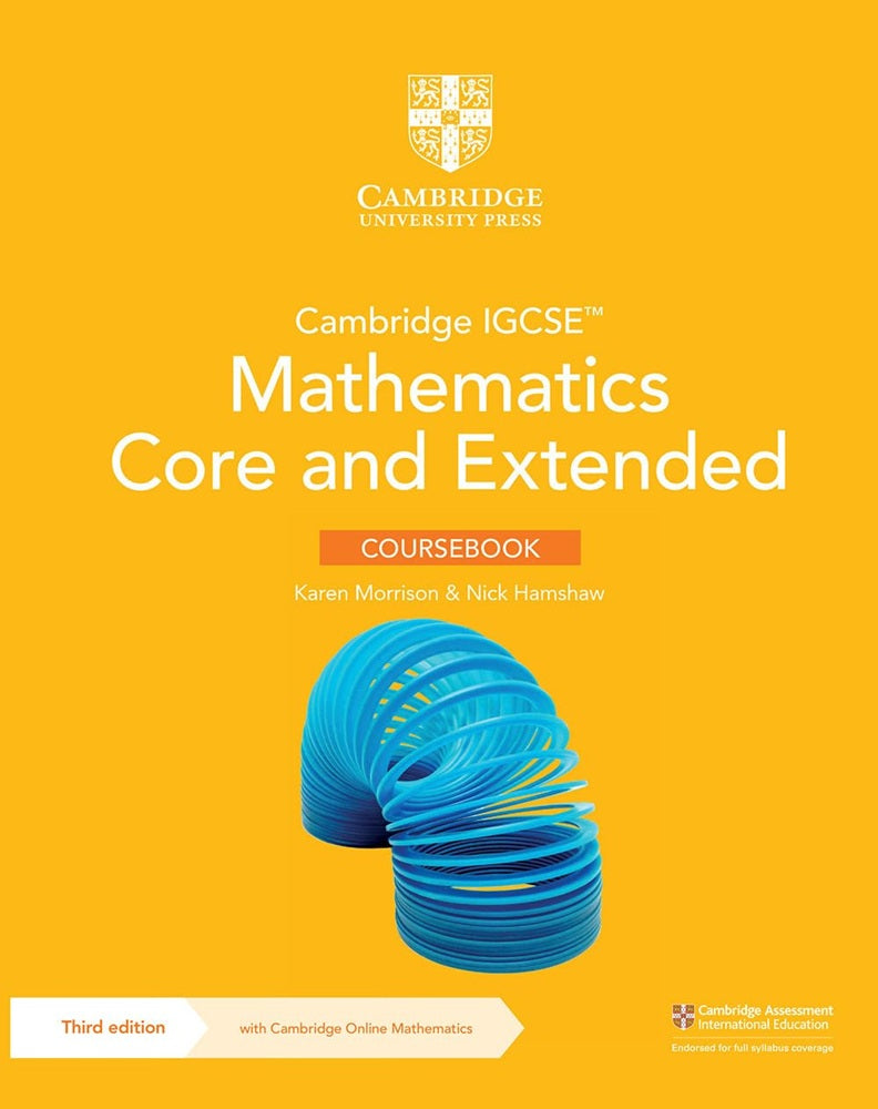 Cambridge IGCSE Mathematics Core and Extended Coursebook with Cambridge Online Mathematics - 9781009297912 - CUP